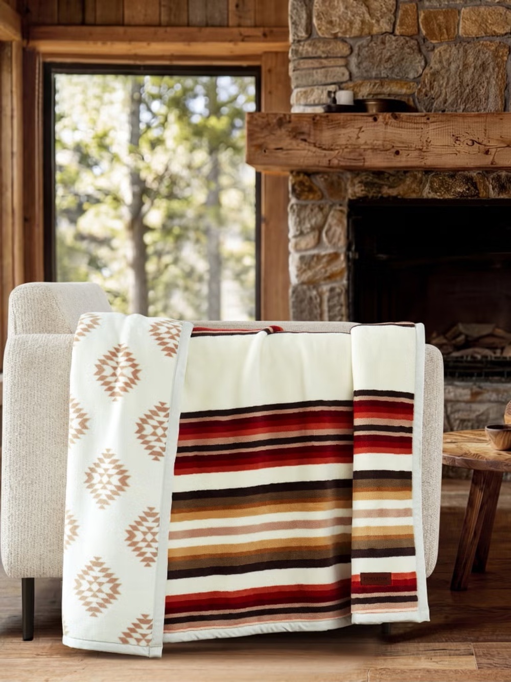 Pendleton Reversible Throw Blanket Woodland Stripe 50 x 70